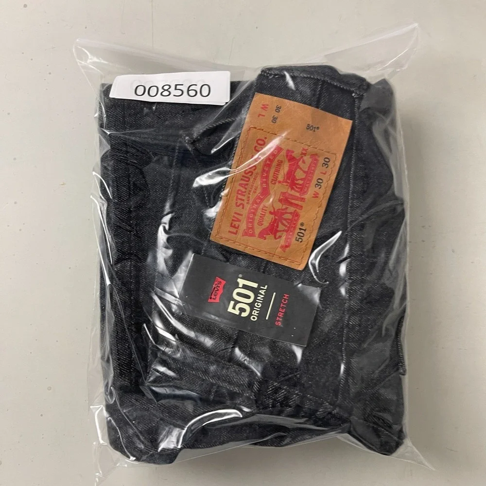 Levis 501 Jeans Mens 30x30 Black Original Straight Dark Wash Denim Grunge Goth